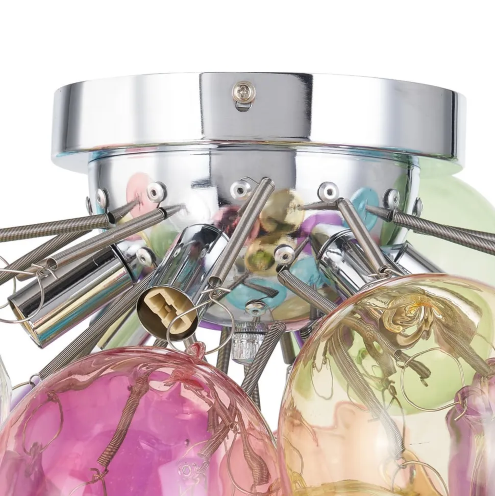 Lucande loftlampe Diborah, farvet, glas, Ø 50 cm, G9