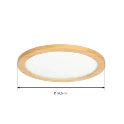 Lucande loftlampe Joren, Ø 38 cm, træ, CCT, fjernbetjening