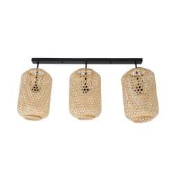 Lucande loftlampe Jorick, 3 lyskilder, længde 104,5 cm, bambus