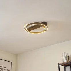 Lucande loftlampe Natsuma, sort/guld, metal, Ø 50 cm