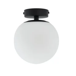 Lucande loftslampe Bidolo, sort, glas, Ø 15 cm, IP44