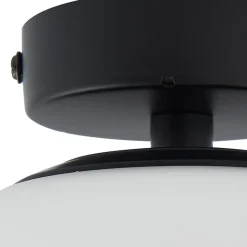 Lucande loftslampe Bidolo, sort, glas, Ø 15 cm, IP44