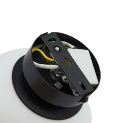 Lucande loftslampe Bidolo, sort, glas, Ø 15 cm, IP44