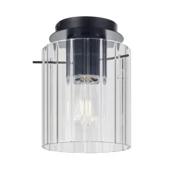 Lucande loftslampe Eirian, 1-lys, sort, glas, E27