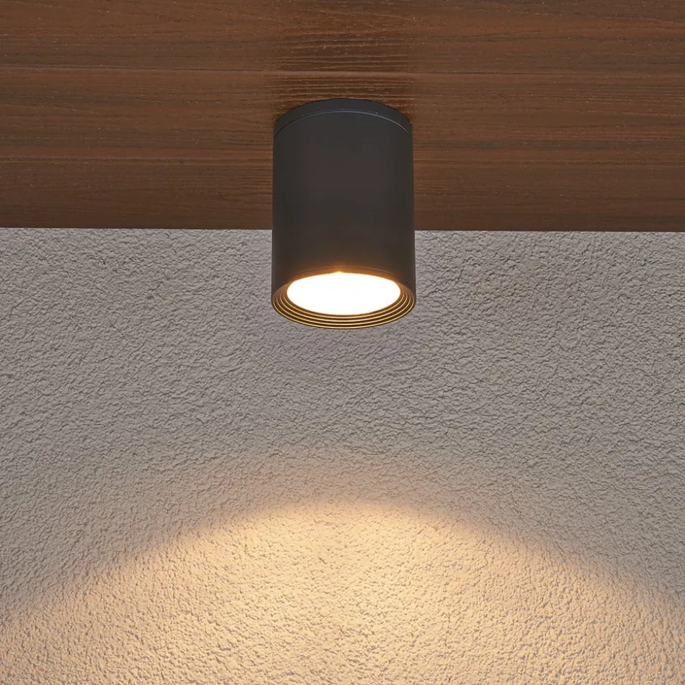 Lucande loftspot Minna, antracit, 14 cm, IP54, E27