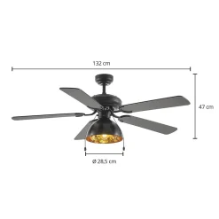 Lucande loftventilator med lys Shamoian, støjsvag, Ø 130 cm