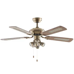 Lucande loftventilator med lys Anariki, lydløs, messing