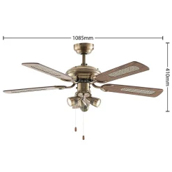 Lucande loftventilator med lys Anariki, lydløs, messing