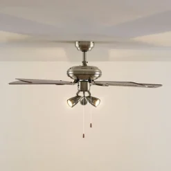 Lucande loftventilator med lys Anariki, lydløs, messing