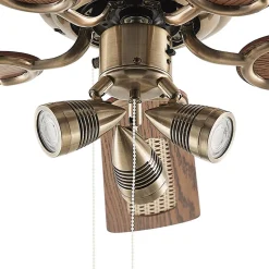 Lucande loftventilator med lys Anariki, lydløs, messing