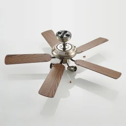 Lucande loftventilator med lys Anariki, lydløs, messing