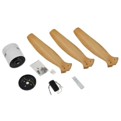 Lucande loftventilator Vindur, hvid/træ, DC, støjsvag