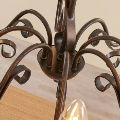 Lucande lysekrone Caleb, 8 lyskilder, rustfarvet, metal, E14