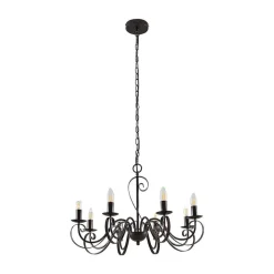 Lucande lysekrone Caleb, 8 lyskilder, rustfarvet, metal, E14