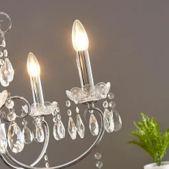 Lucande lysekrone Solveig, Ø 60 cm, 5 lyskilder, krom