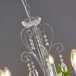 Lucande lysekrone Solveig, Ø 60 cm, 5 lyskilder, krom