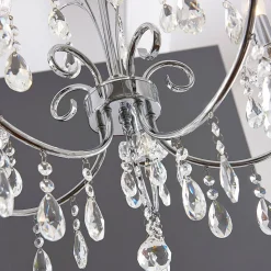 Lucande lysekrone Solveig, Ø 60 cm, 5 lyskilder, krom