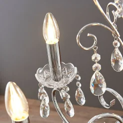 Lucande lysekrone Solveig, Ø 60 cm, 5 lyskilder, krom