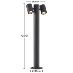 Lucande Maloney pullert, 2 lyskilder, 75 cm, antracit