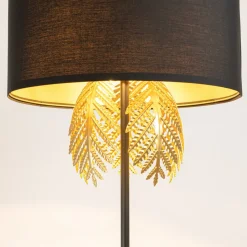 Lucande Malviras gulvlampe i stof med bladdekoration