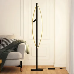 Lucande Matwei LED-gulvlampe, oval, messing