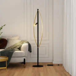 Lucande Matwei LED-gulvlampe, oval, messing