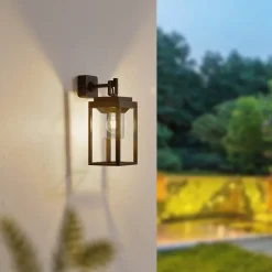 Lucande Milanka udendørs væglampe, sort, aluminium, 43 cm