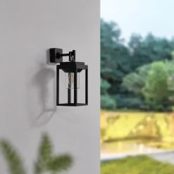 Lucande Milanka udendørs væglampe, sort, aluminium, 43 cm