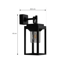 Lucande Milanka udendørs væglampe, sort, aluminium, 43 cm