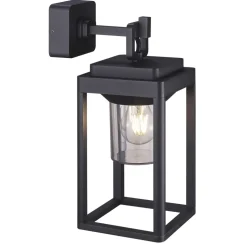 Lucande Milanka udendørs væglampe, sort, aluminium, 43 cm