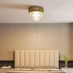 Lucande Miraia loftlampe i krystal, guld