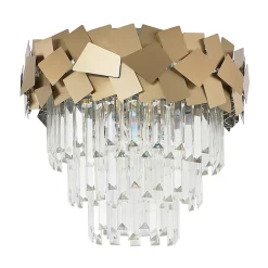 Lucande Miraia loftlampe i krystal, guld