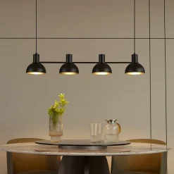 Lucande Mostrid hængelampe, sort, 4 lyskilder