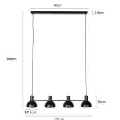 Lucande Mostrid hængelampe, sort, 4 lyskilder