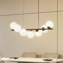 Lucande pendel Isandro, sort/opal, 7-lys