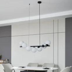 Lucande pendel Isandro, sort/opal, 7-lys