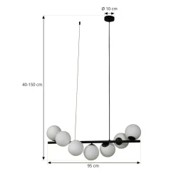 Lucande pendel Isandro, sort/opal, 7-lys