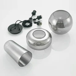 Lucande pendellampe Zyli, 3 lyskilder, røggrå, glas