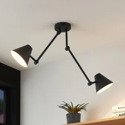 Lucande Phina loftlampe i sort, 2 lyskilder