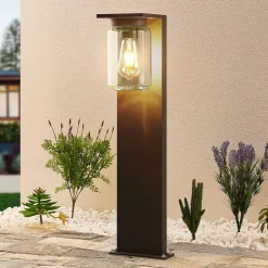 Lucande Semka vejlampe, 65 cm, antracit, glas, aluminium
