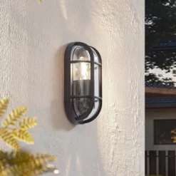 Lucande Serine udendørs væglampe, 27,1 cm, sort, aluminium