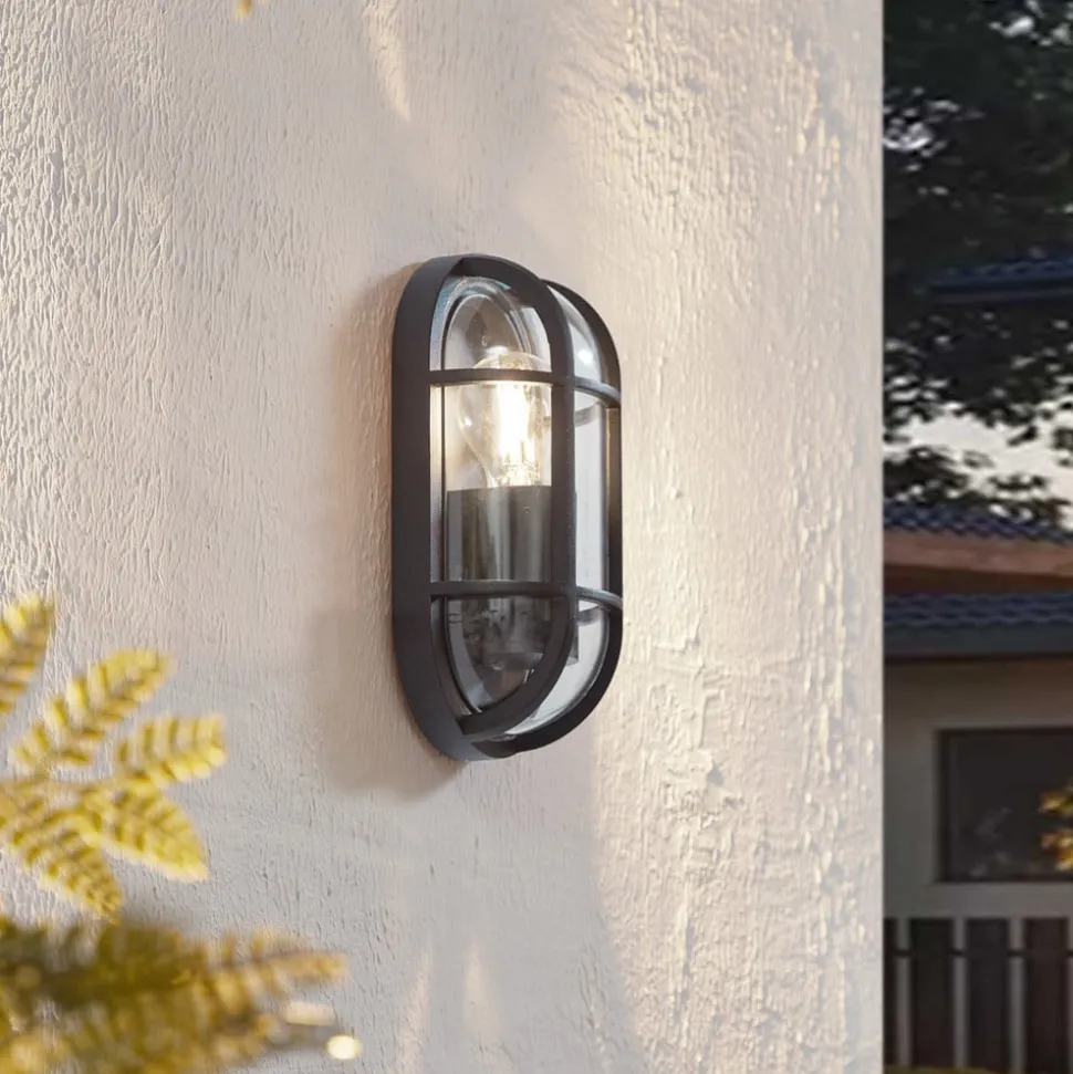 Lucande Serine udendørs væglampe, 27,1 cm, sort, aluminium