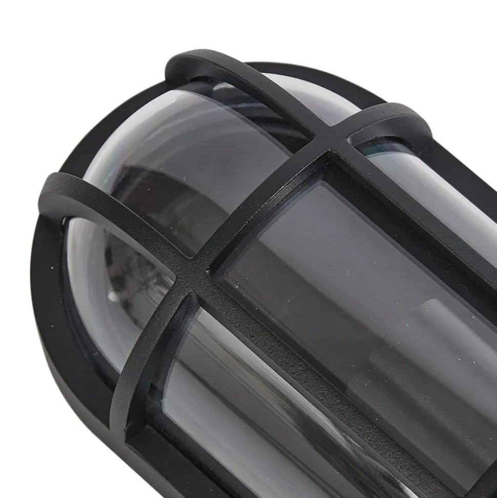 Lucande Serine udendørs væglampe, 27,1 cm, sort, aluminium