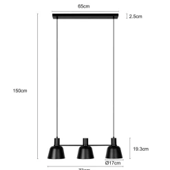 Lucande Servan hængelampe, sort, 3 lyskilder