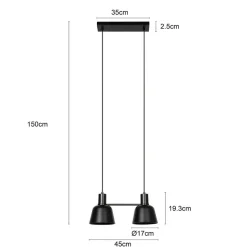 Lucande Servan-hængelampe, sort, 2 lyskilder