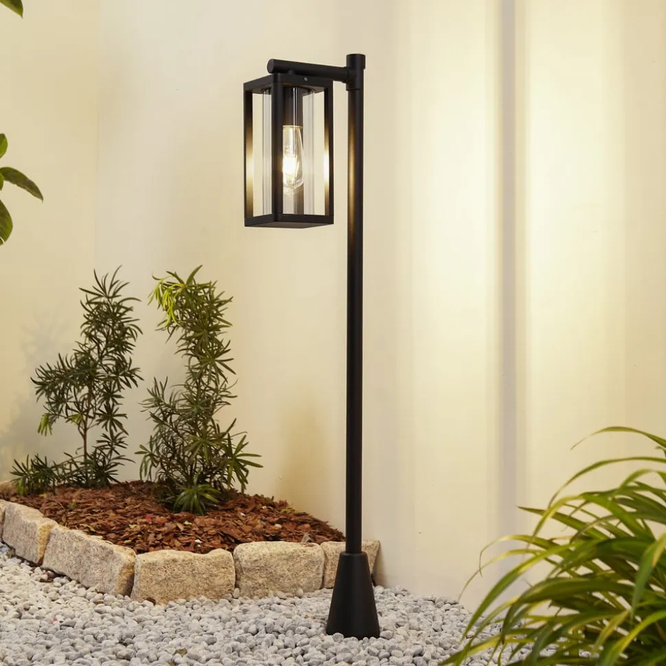 Lucande Siveta vejlampe, 100 cm høj, sort, E27, IP65