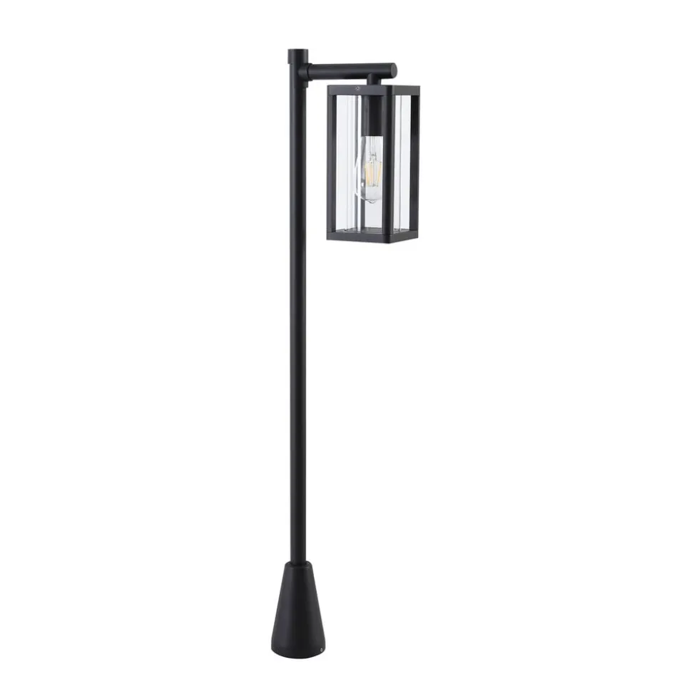 Lucande Siveta vejlampe, 100 cm høj, sort, E27, IP65