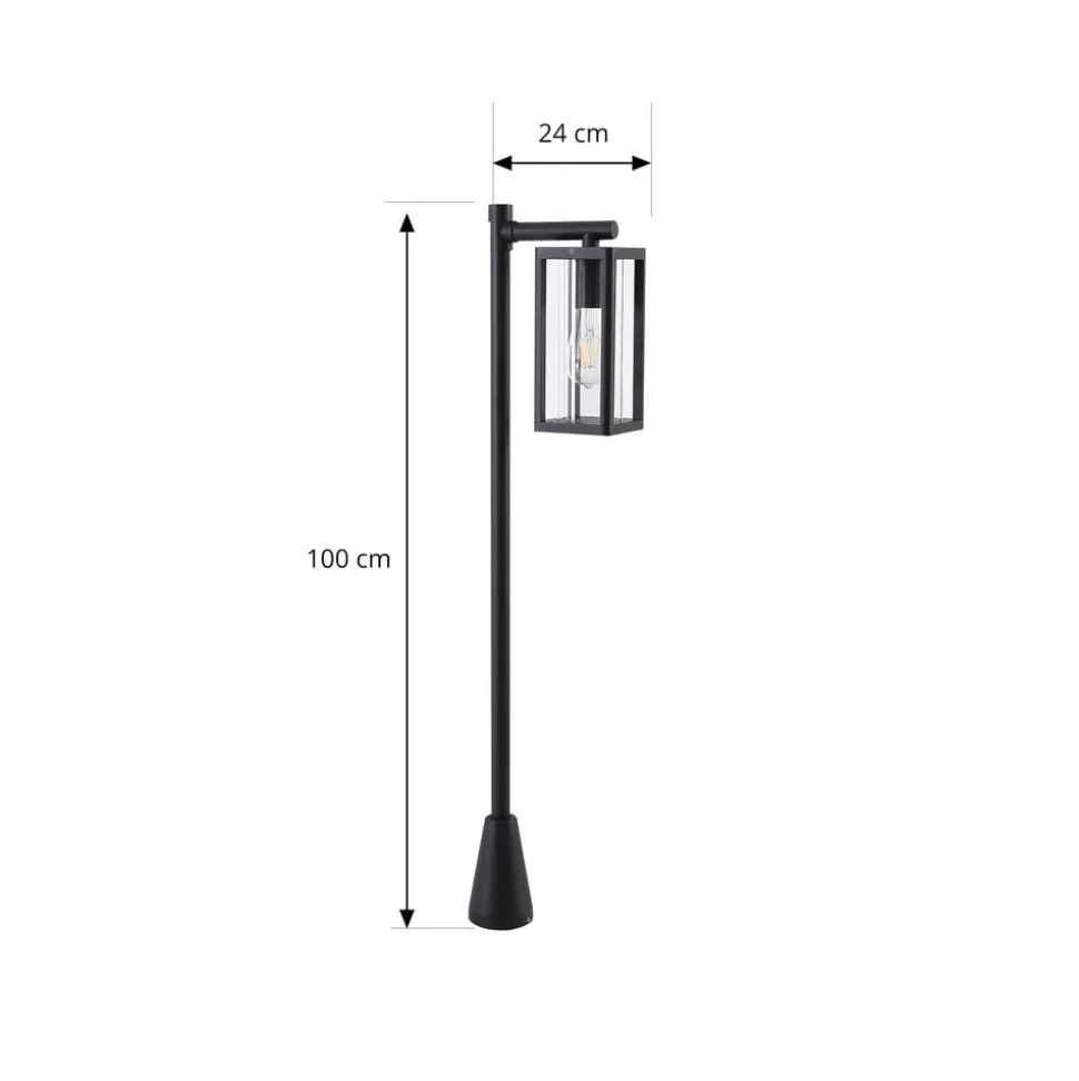 Lucande Siveta vejlampe, 100 cm høj, sort, E27, IP65