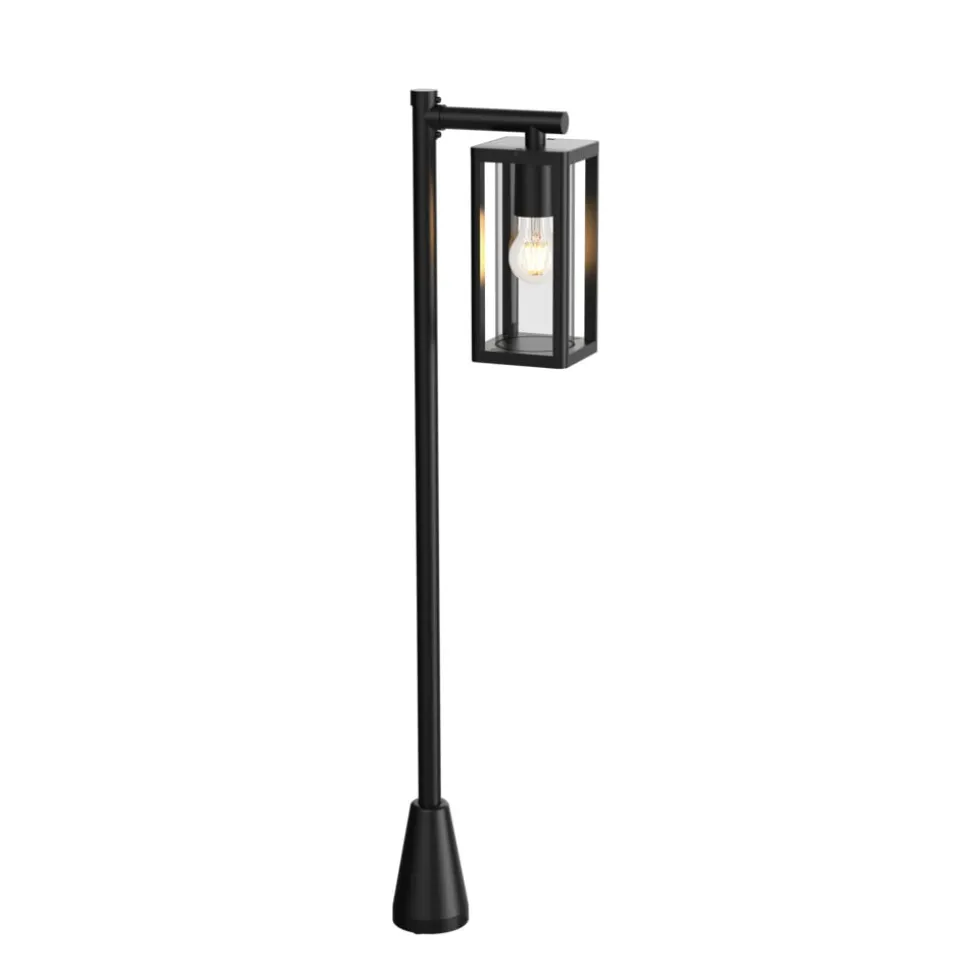 Lucande Siveta vejlampe, 100 cm høj, sort, E27, IP65