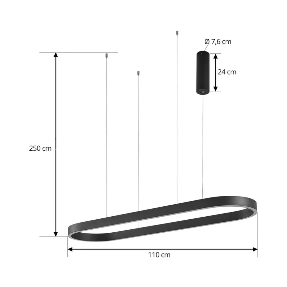 Lucande Smart LED-hængelampe Melinay, sort, CCT, Tuya